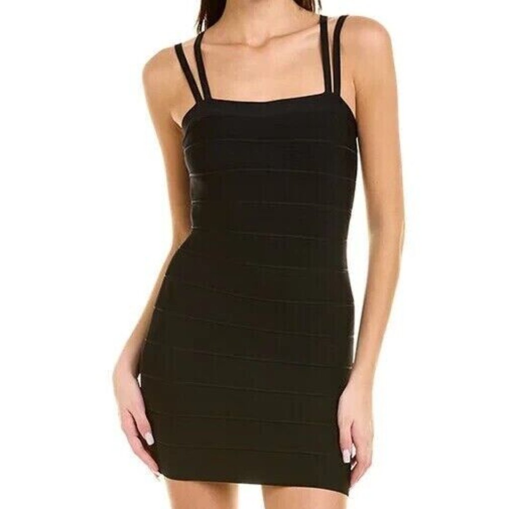 New Herv Lger Bandage Crisscross-Back Strappy Bodycon Mini Dress Size M #1158